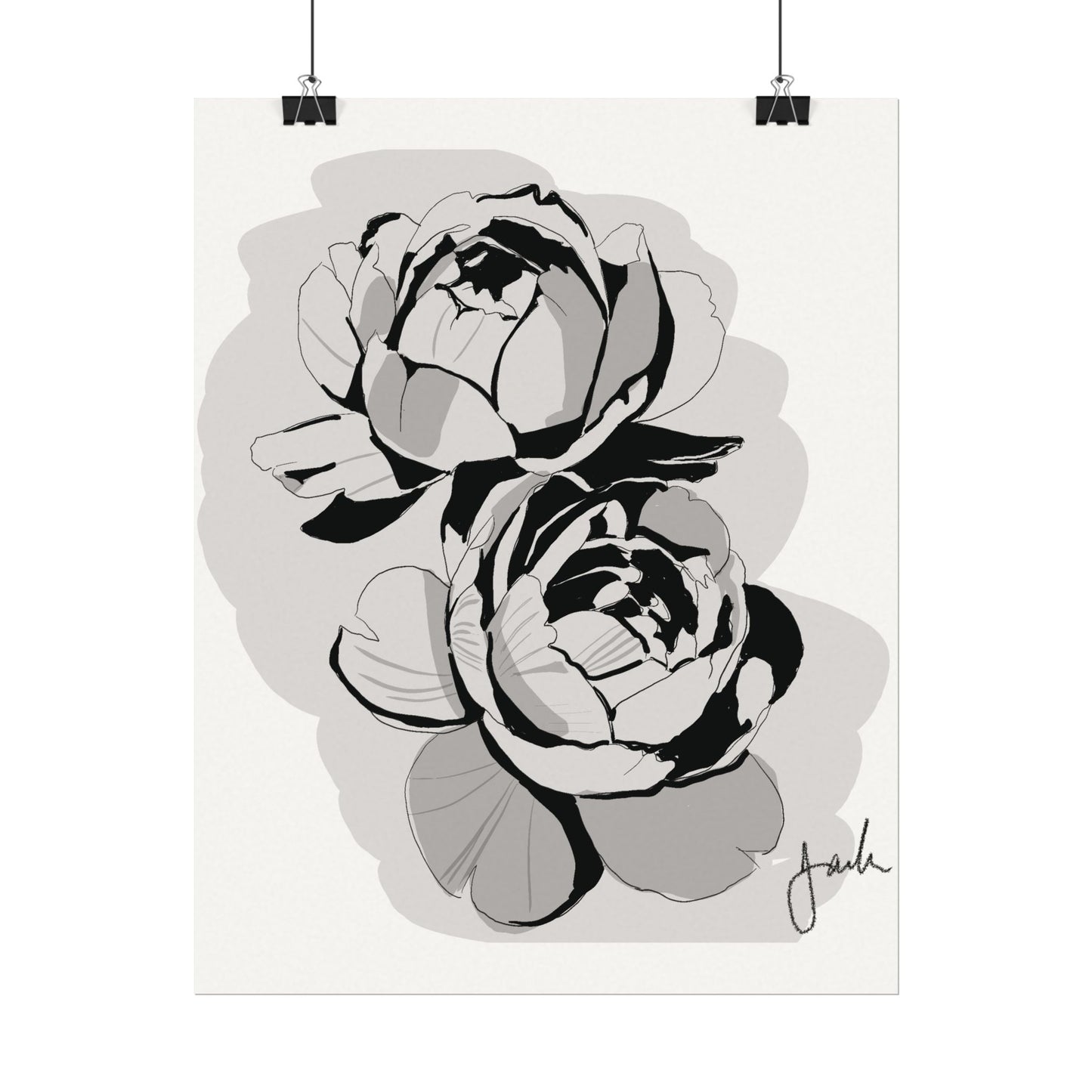 High Contrast Roses - Watercolor Poster