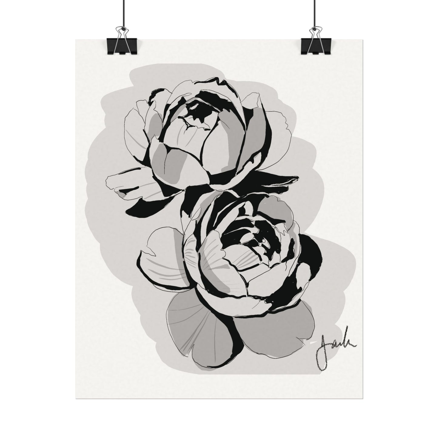 High Contrast Roses - Watercolor Poster