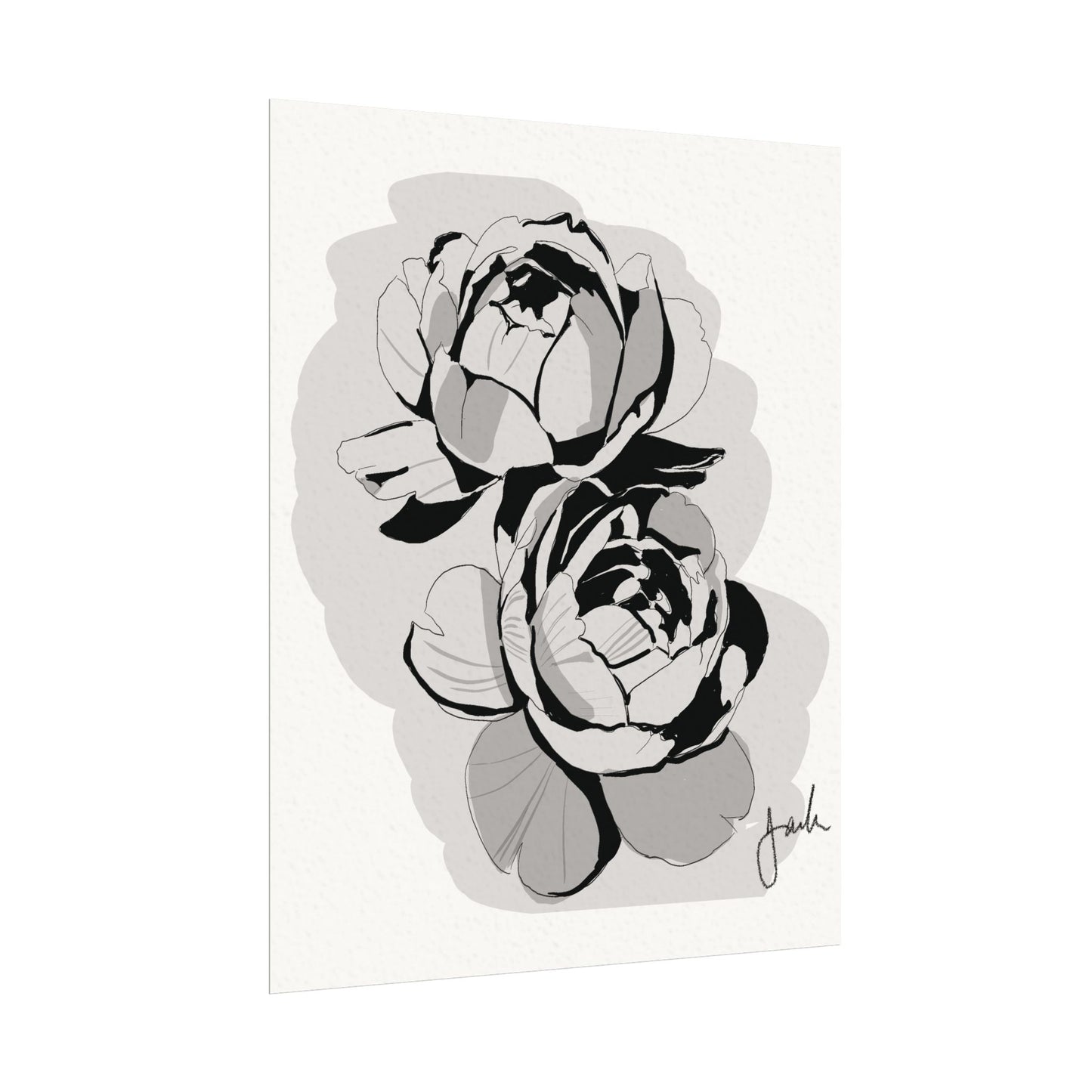 High Contrast Roses - Watercolor Poster