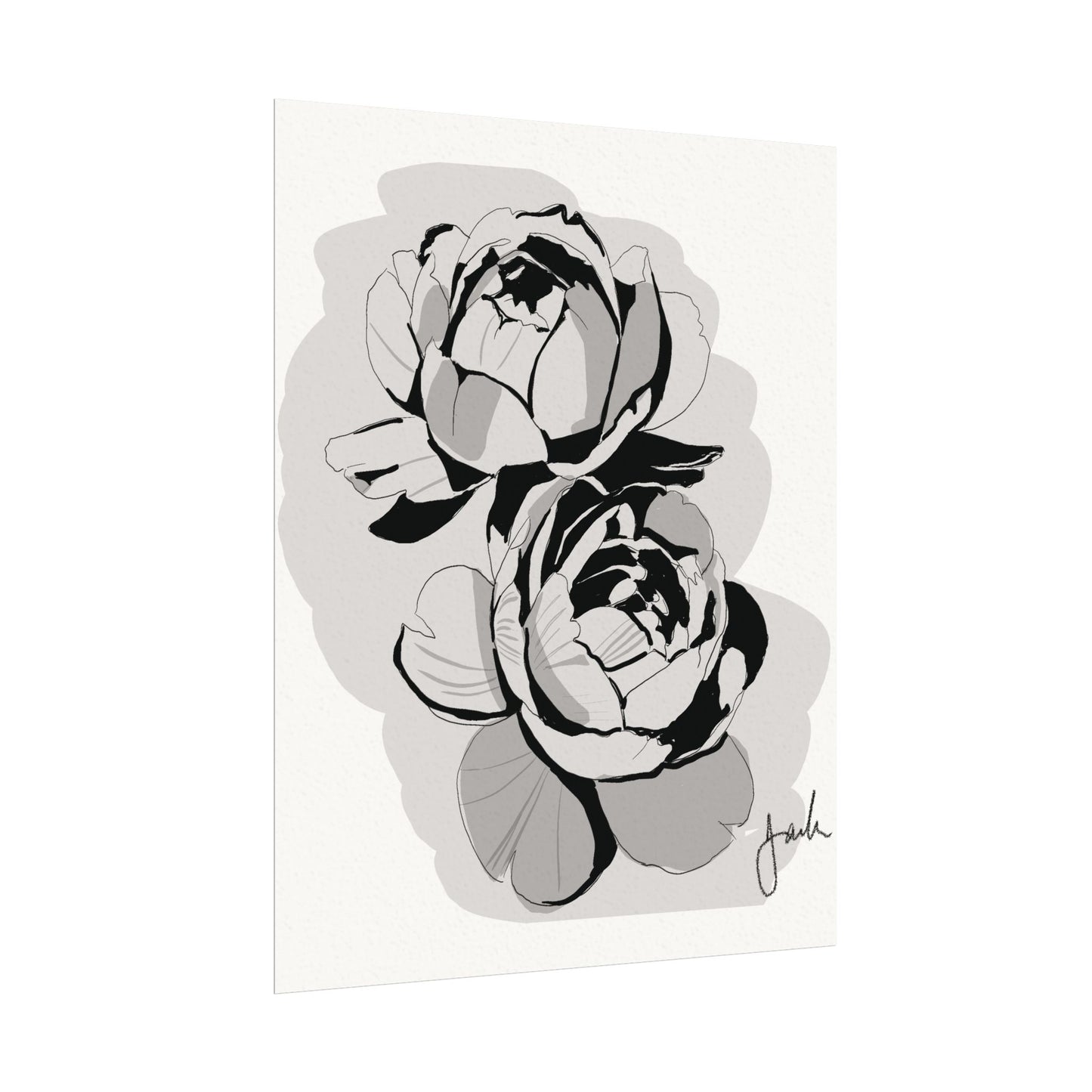 High Contrast Roses - Watercolor Poster