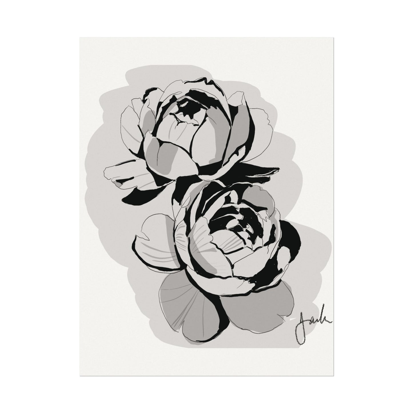 High Contrast Roses - Watercolor Poster