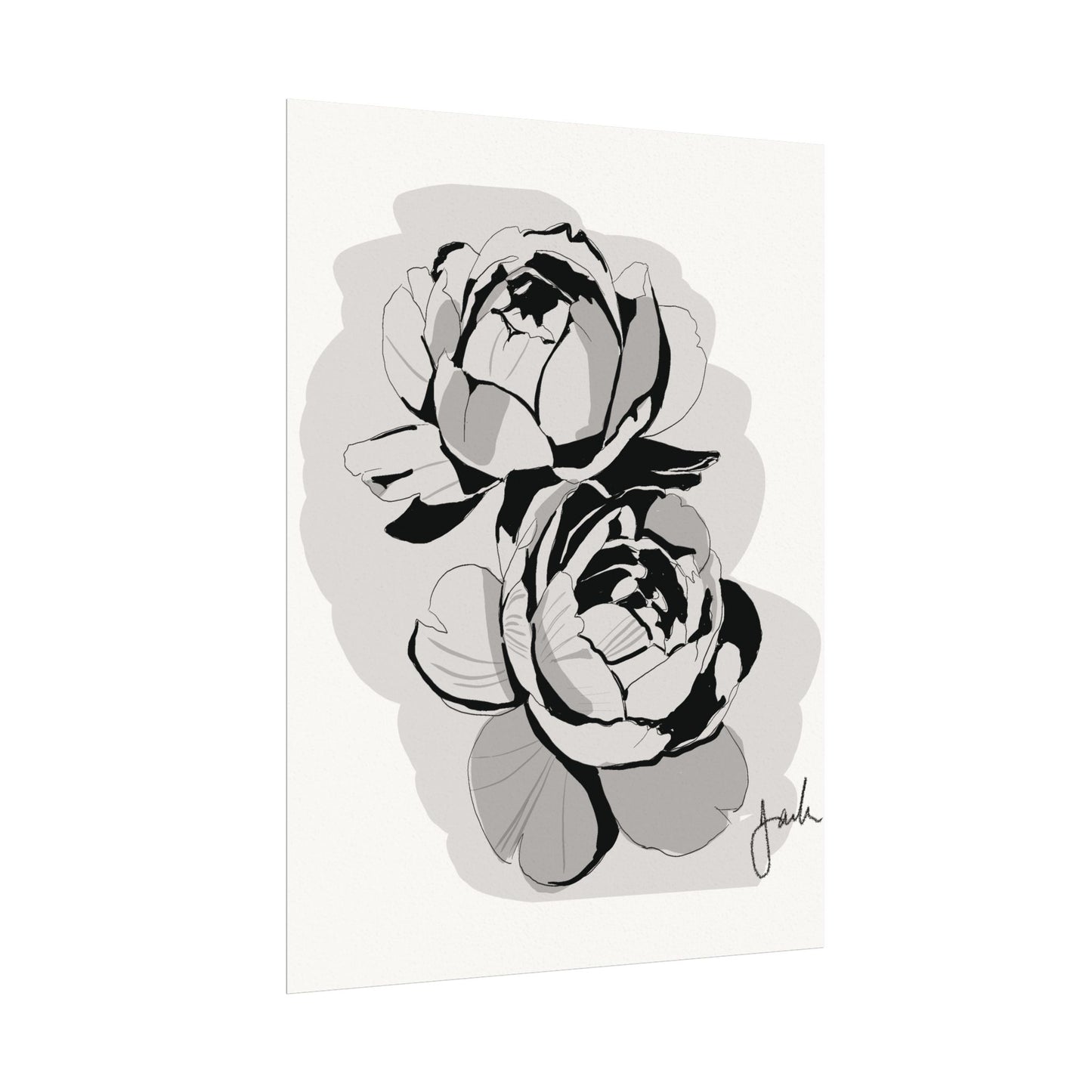 High Contrast Roses - Watercolor Poster
